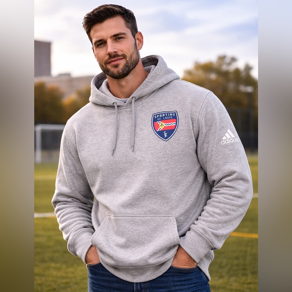 Adidas Sporting St. Louis Soccer Hoodie XL Gray Fleece Pullover